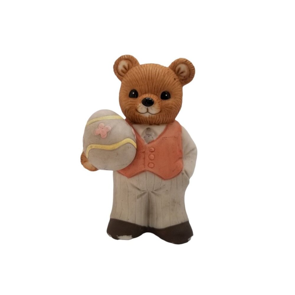 EASTER FAMILY BEAR Porcelain Figurine HOMCO Bear #1430 Father Bear Easter Egg